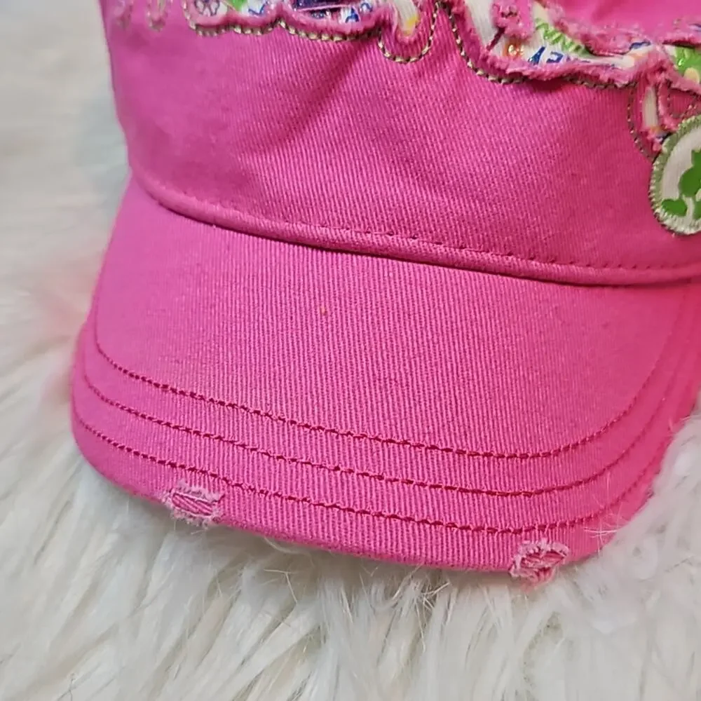 Walt Disney World Girls Hat Pink Distressed Mickey Mouse Logo - Adjustable